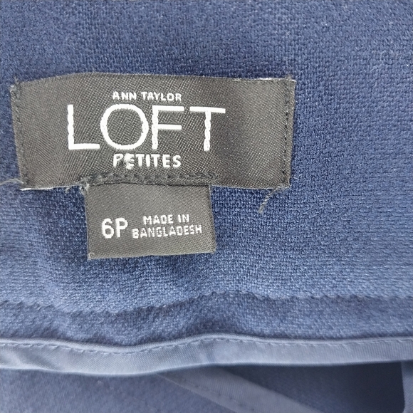 Loft Petites High Waisted Straight Leg Navy Blue Pants - Picture 10 of 11